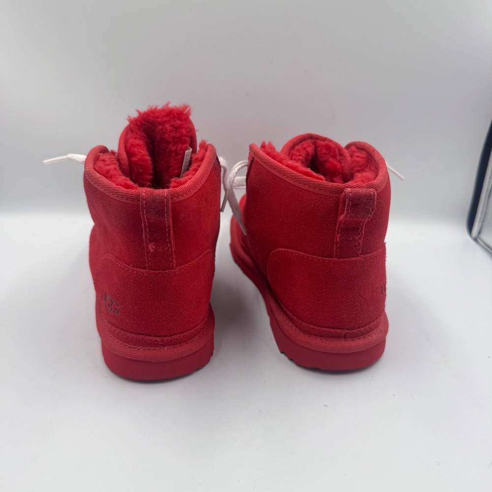 UGG NEUMEL CHUKKABOOTS Womens Size 6 Red Suede Shearling Lined Lace Up 1017320K - Picture 9 of 12